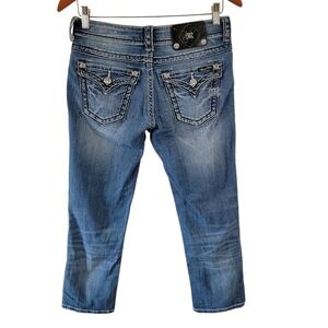 Miss Me Boyfriend Capri Jeans Women's Sz 24 Mid-Rise Distressed Western Rodeo